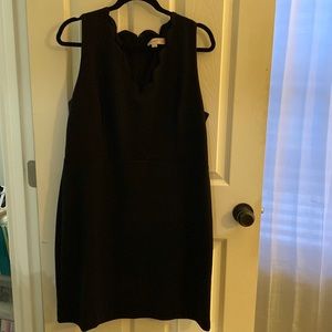 NWOT LOFT black dress with scalloped V-neck size 16P